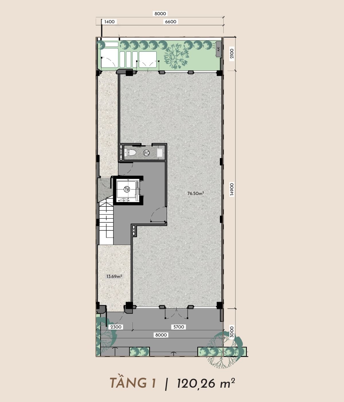 mặt bằng tầng 1 shophouse hòa lạc metro city