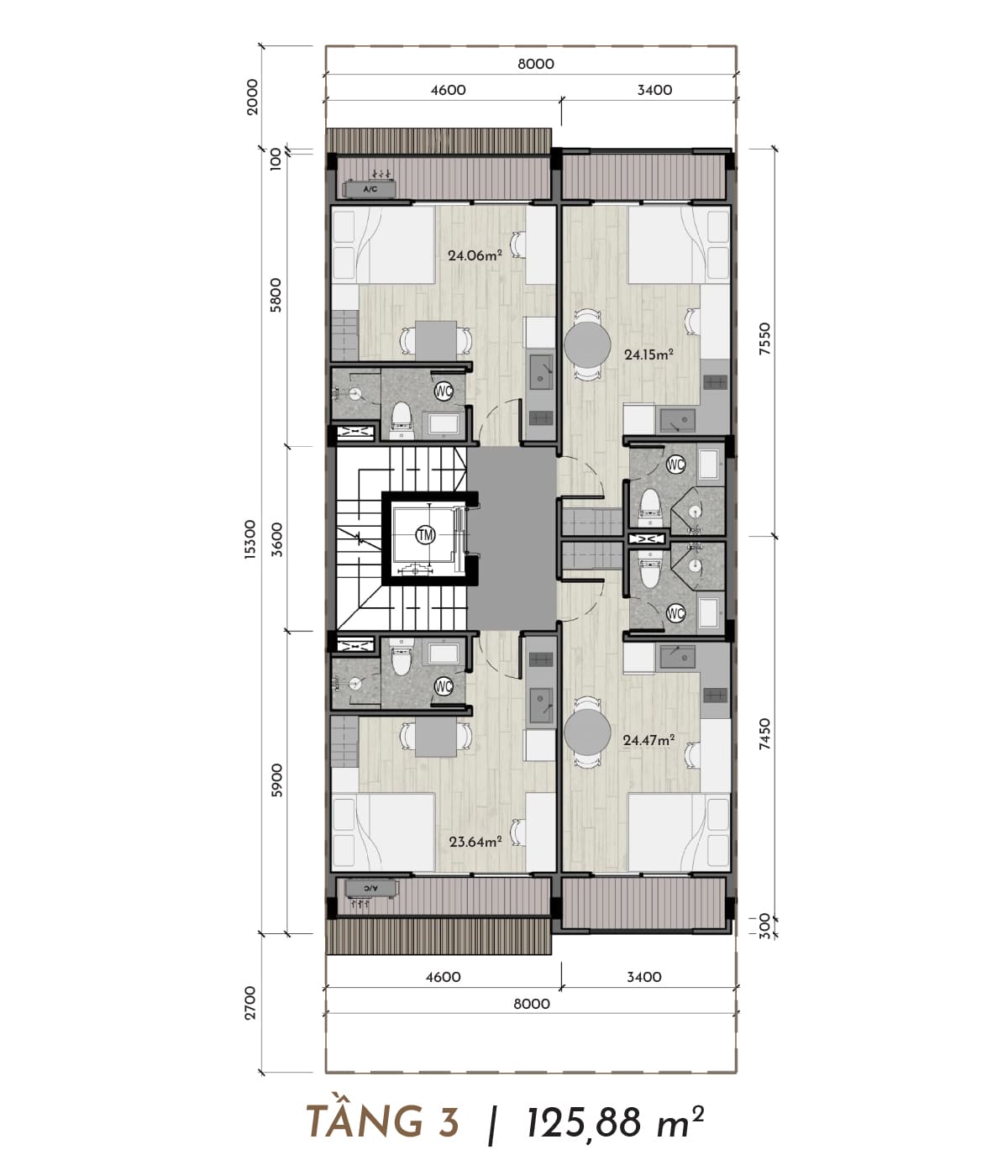 mặt bằng tầng 3 shophouse hòa lạc metro city