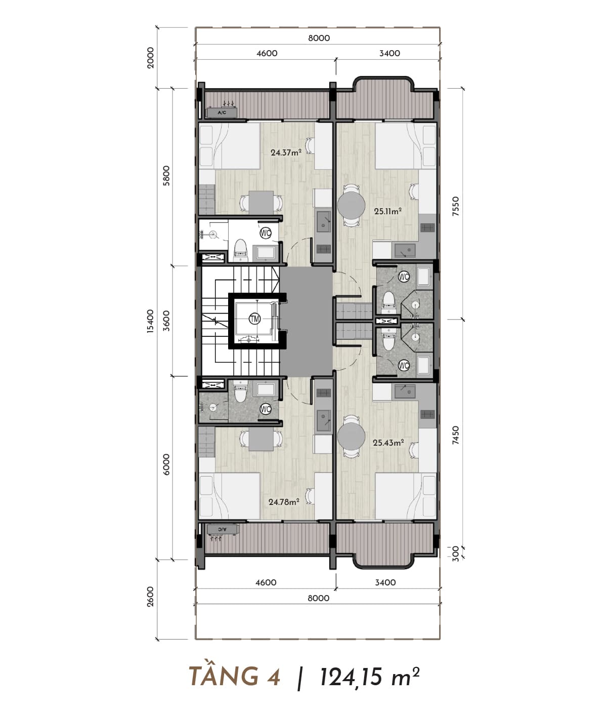 mặt bằng tầng 4 shophouse hòa lạc metro city
